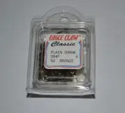 New Eagle Claw 50 Plain Shank Size 4 Fish Hooks 084 Bronze Classic 084F