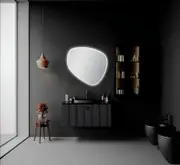 800*675mm Aquaperla 3 Color Lighting Asymmetrical Acrylic LED Mirror