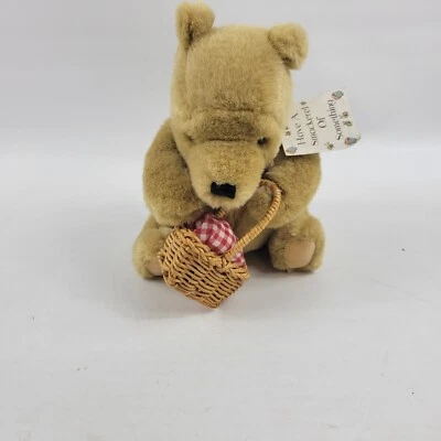 Gund Classic Pooh with Picnic Basket New Plush Teddy Bear
