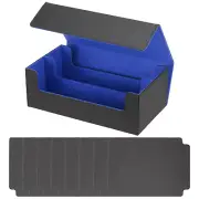 Card Storage Box for Trading Card, 800 + with 8 Divider Fit, Black/Blue