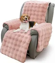 [TOPCHANCES] Thick Plush Rabbit Recliner Chair Cover,Warm Non Slip Lazy Boy Recliner Slipcover Covers Stay in Place,Furniture Protector with Elastic Straps for Kids Dogs Pets