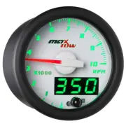MaxTow 52mm White Double Vision 10,000 RPM TACHOMETER GAUGE METER KIT MT-WDV10