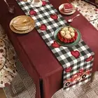 Plaid Valentine's Day Table Runner Rose Red Heart Tablecloth Wedding