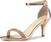 [Allegra K] Women's Stiletto Heels Rhinestone Ankle Strap Sandals