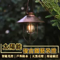 在飛比找momo購物網優惠-【暖暖生活】太陽能感應鐵藝吊燈 防水防雨吊燈(露營吊燈 庭院