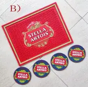 STELLA ARTOIS Rubber bar mat drip mat spill mat bar runner & 4pcs beer coasters