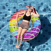 1pc PVC Ice Cream Donut Swim Ring Sit and Lie Fun Float for Pool Party Beach Vacation Gear
