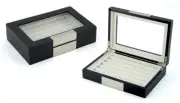 Quality Black Wooden Cufflink Display Box Ring Tie Clip Storage Case Organizer e