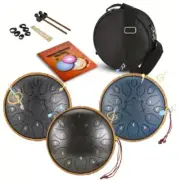 Steel Tongue Drum , 15 Note 12 Inch D Tongue Drum Hand Pan Drums with Music Book