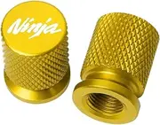 xinjiedianzi 2pcs Motorcycle CNC Aluminum Tire Valve Air Port Stem Cover Caps Compatible with Ninja 250R 300R ZX6R 636 ZX10R Z800 Z1000 ZX7R 9R ZX12R(Gold)