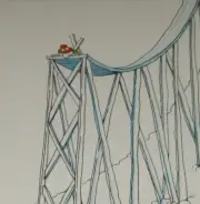 UNUSED Vintage Christmas card, Ziggy on a ski jump, 5"