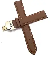[g24] 22mm Genuine Leather Light Brown Watch Band Strap for Men and Women | Comfortable and Durable Material | Deployment Silver Buckle-A3