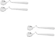 OKUMEYR 2sets Honey Spoons Stainless Steel with Curved Handles for Mixing Drinks Teaspoons Milk Coffee 2pcs*2