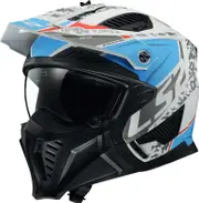 LS2 OF606 Drifter Devor, modular helmet , color: Matt Blue/Light Grey/Dark Grey , size: S