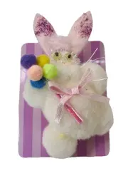 Vintage Marcel Schuman Easter Bunny Rabbit Pin Glitter Pom Pom Googly Eyes