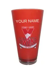 Brand New Genuine AFL Merchandise Sydney Swan Print Plastic Tumbler Personalised