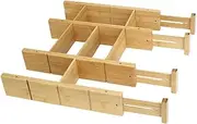 MTSDM Bamboo Drawer Dividers, Bamboo Retractable Drawer Dividers, Bamboo Drawer Dividers Organizers, Drawer Splitter Convenient Bamboo Dividers Expandable Organization for Home, Office, Dressers