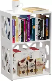 Small Bookshelf and End Table for Small Spaces | Mini Short Bookcase & Little Bo