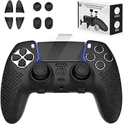 KOEBSHPE Anti-Slip Cover for PS5 DualSense Controller, Accessories Including Cover for DualSense Edge, Thumb Caps, Triggers Extenders, and Touchpad Sticker