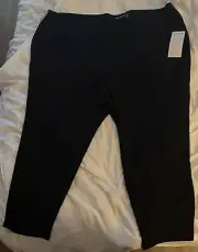 NWT Nina Leonard P5X Tummy Smoothing Waist Capri Pants Black with side stripes