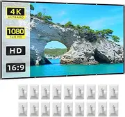 Labymos 150 Inch Projector Screen 16:9 HD 4K Foldable Portable Double Sided Projection -Crease Movie Screen Curtain with Hooks for Indoor Outdoor Home Theater Office Meeting