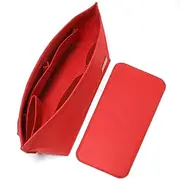 Doxo Felt Organizer Insert for Handbags & Base Shaper,Tote Purse Organizer Insert Large with Zipper Bag Fits for Speedy and Neverfull MM (Red-Combination)