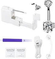 QWALIT Titanium Belly Button Piercing Kit Silver Belly Button Piercing Kit Self Belly Piercings Gun with Surgical Steel Implant Grade Internally Threaded Belly Rings at Home Hypoallergenic Navel Rings