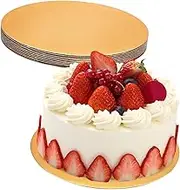 Cabilock 10Pcs Round Cake Base Boards Corrugated Paper Cake Drums Sturdy Cake Decorating Trays for Easy Serving and Display for Parties and Events Versatile Baking