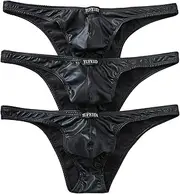 [YUFEIDA] YFD Herren Boxer Slips Unterwäsche Schwarz Dessous Bikini Strings Höschen 3er Pack