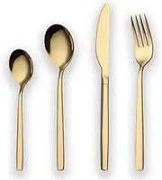 Berglander 24 Piece Titanium Gold Plated Stainless Steel Cutlery Set, 24 Pieces Golden Flatware Set, Gold Silverware Set Cutlery Sets, Service for 6 (Shiny Gold)