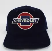 CHEVROLET Gm Motors Dark Blue Corduroy Hat New Mens O/s Snapback Patchwork