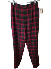 Vintage Pendleton Size 10 Womens Pants Red Green Tartan Plaid Wool New Deadstock