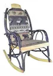 Amish Hickory Rocking Chair Pad Cushion Set in Elk Fabric