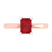 1.0 ct Emerald Cut Tourmaline Stone Wedding Bridal Promise Ring 14k Rose Gold