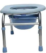 Foldable Commode/Shower Chair Portable Commode Seat Chair Stainless Steel Commode Chair Height-Adjustable Commode Chair for Pregnant Women Elderly Toilet Alternative Chair (Color : Blue)