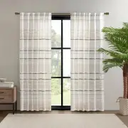 1pc 50"x84" Light Filtering Nea Printed Curtain Panel Natural - Ink Ivy