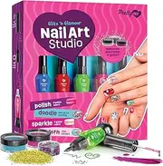 Nail Art Studio for Girls - Nail Polish Kit for Kids Ages 7-12 Years Old - Girl Gifts Ideas - Girls Nails Gift Set - Cool Girly Stuff - Polish, Pens, Glitter, Stickers, Gems, Filer - 8 9 10 11 12 Year