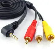 JSJ AUX 3.5mm Angle to 3RCA Male Audio Video M/M Plug Cable TV Adapter Cord Wire