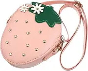 [NOLITOY] Strawberry Shaped Coin Purse for Simple Crossbody Bag with Strap Cute Fashion Wallet for Bright Color Design present for Friends