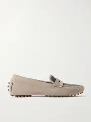 [Brunello Cucinelli] Brunello Cucinelli - Bead-embellished Suede Loafers - Beige - IT40 IT 40 Neutrals