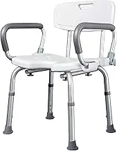 FFSPIIO Shower Bench, Adjustable Hight Non-Slip Shower Seat with Arms Back-Rest Shower Chair Elderly Adults Disabled Bath Stool Shower Chair