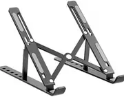 Portable Adjustable Aluminum Alloy Laptop Stand Foldable Desktop Tripod Tray, Non-Slip Silicone, Universal Fit 10-17.3" Laptops, Silver