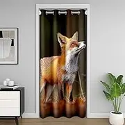 Cute Fox Door Curtain Lovely Wild Animal Blackout Curtain for Girls Boys Children 3D Fox Print Doorway Curtain Nature Jungle Wildlifes Privacy Door Drape 1 Panel 42" W X 80" L