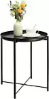 Metal Side Table, Black Side Table for Small Spaces Outdoor Patio Side Table Cir