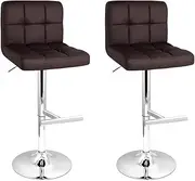 [Artiss] Bar Stools Stool Set of 2 Adjustable Kitchen Swivel Counter Barstools Dining Chair Chairs Gas Lift Brown in 68-81cm Seat Height Floor for Home Dining Room Cafe Outdoor Indoor