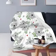 Lovely Koala Soft Lightweight Fleece Throw Blankets Cozy Warm Fuzzy Plush Microfiber Blanket for Sofa Couch Bed All-Season 60"X50"