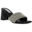 Steve Madden Womens Laney Black Slip On Heels Shoes 8.5 Medium (B,M) BHFO 6485