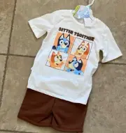 Bluey & Bingo Better Together T Shirt Shorts 2 Piece Set Size 5/6 NWT