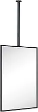 TEHOME Ceiling Mount Mirrors for bathrooms Suspend Black Metal Framed Rectangle ceil Mount Mirror for a Window Vanity with Adjustable Hanging Rod, Mirror Measures 20x30''