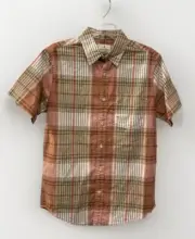Mutual Weave NWT Men’s Size Small Short Sleeve Button Down Coral Plaid Shirt